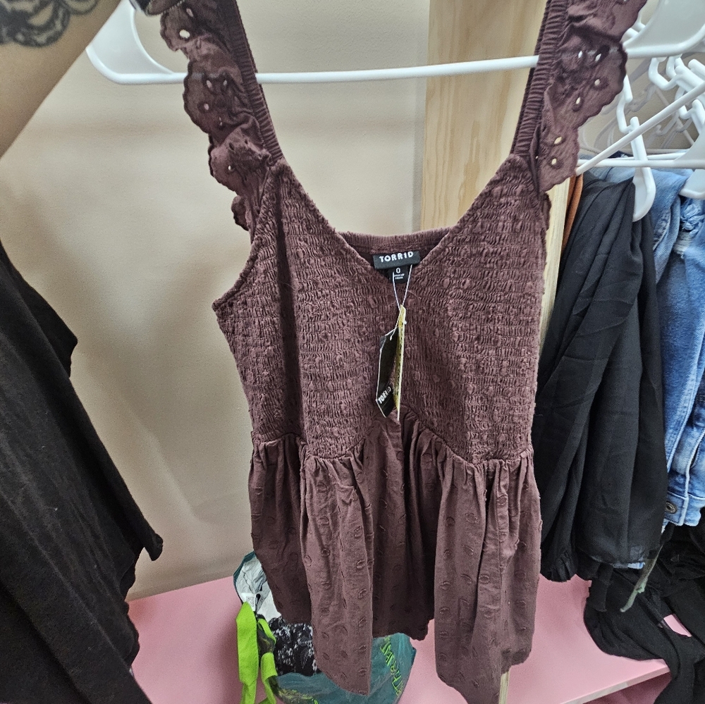 Brown torrid smocked tank